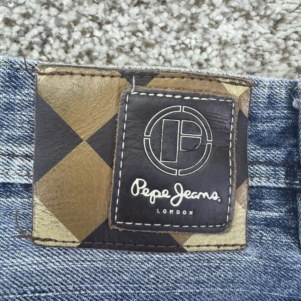 Vintage 90s Pepe Denim Shorts Men's 34 Light Wash Baggy Embroidered Y2K Hip Hop‎